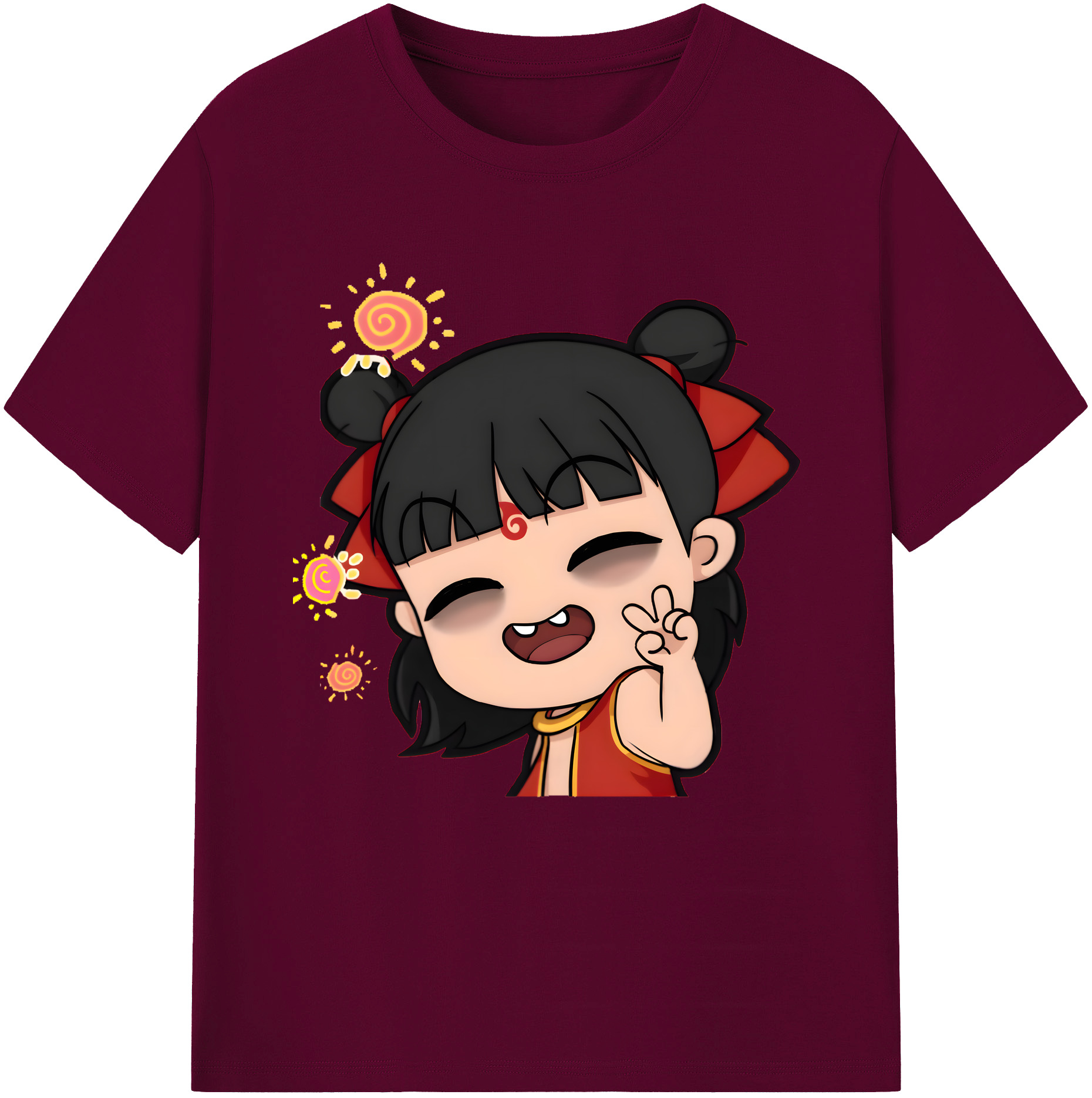 （画像用） Ne Zha 2 ナタ 魔童の大暴れ レディースカジュアルプリントTシャツ（綿100％）